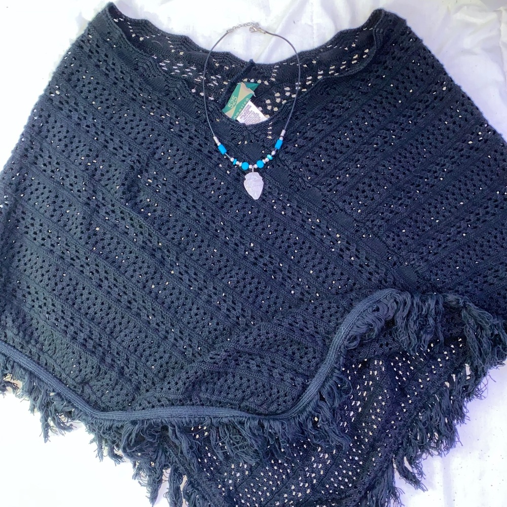 Black Threaded Poncho